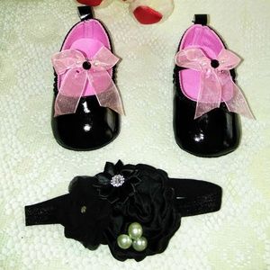 2 Pcs Baby shoes & headband set